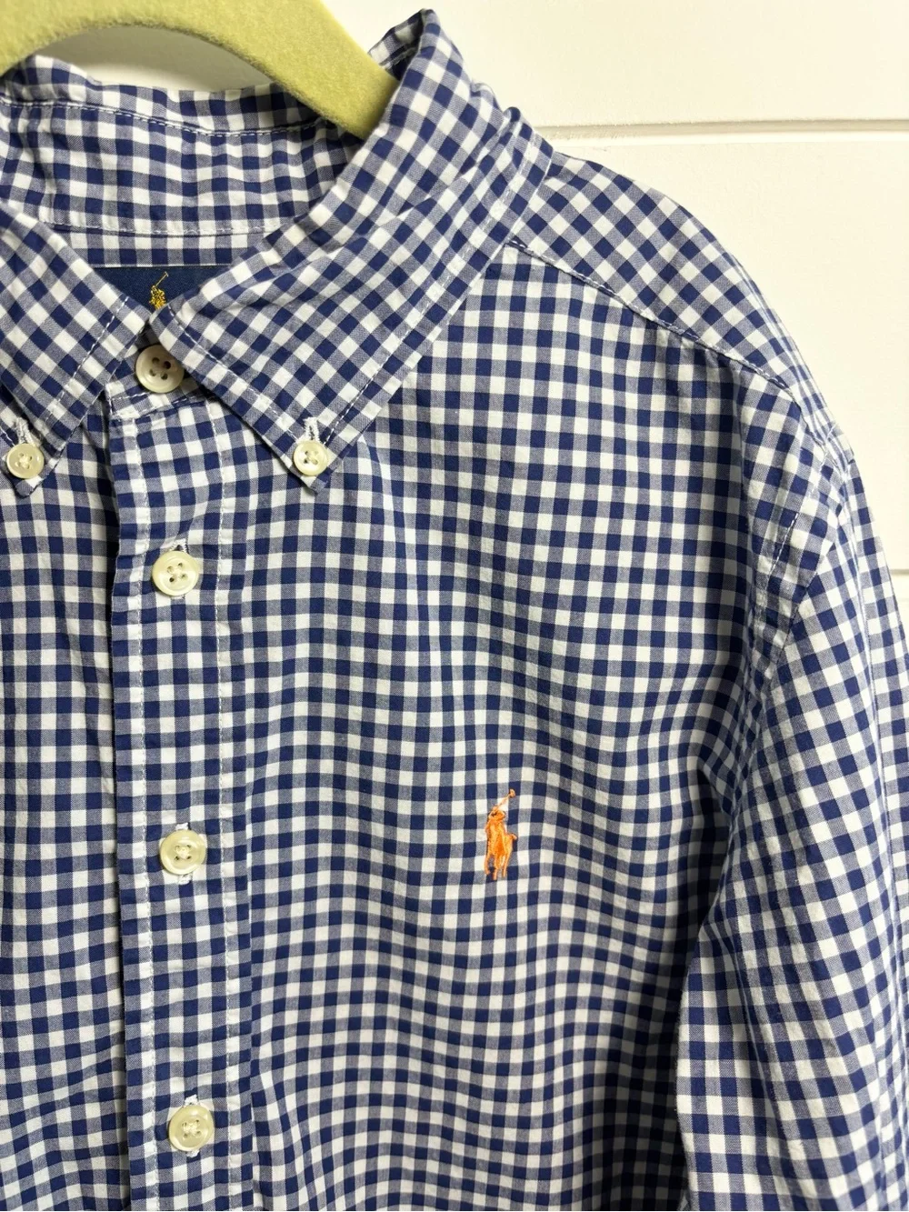 Ralph Lauren Blue & White Gingham Button-Down Shirt Size M (10-12)